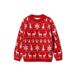 Mango Sweater Kids 9-10 Years Red Reindeer Snowflakes Christmas Pullover RED607